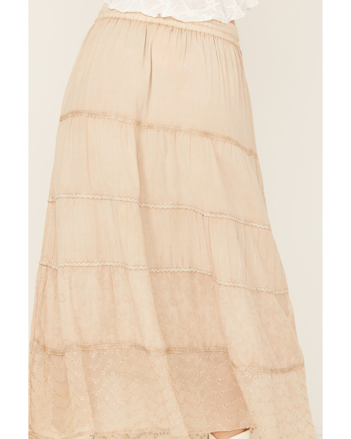 Image #4 - Gunit Women's Tiered Midi Skirt, Ivory, hi-res