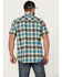Image #4 - Brothers and Sons Men's Bonner Plaid Print Short Sleeve Button Down Western Shirt, Light Blue, hi-res