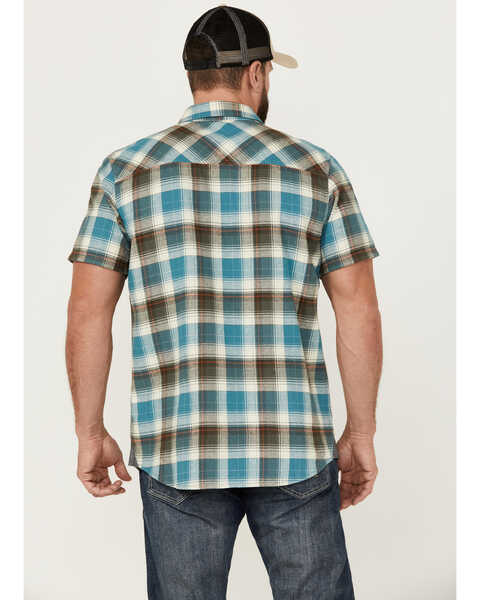 Image #4 - Brothers and Sons Men's Bonner Plaid Print Short Sleeve Button Down Western Shirt , Light Blue, hi-res
