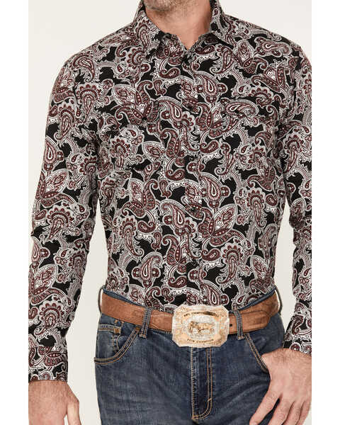 Image #3 - Cody James Men's Johnny Ringo Long Sleeve Snap Western Shirt, Red, hi-res