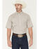 Image #1 - George Strait by Wrangler Men's Floral Geo Print Short Sleeve Button-Down Stretch Western Shirt, Brown, hi-res