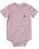 Image #1 - Carhartt Infant Girls' Solid Logo Short Sleeve Snap Onesie, Light Pink, hi-res