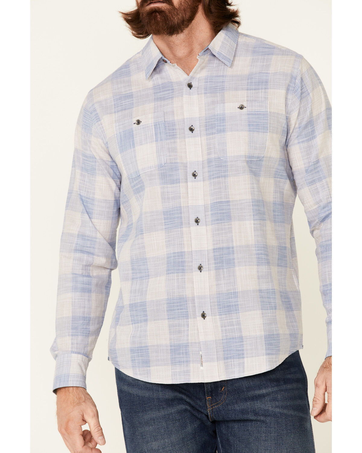 Image #3 - Flag & Anthem Men's Portola Plaid Print Long Sleeve Button Down Western Shirt, Blue, hi-res