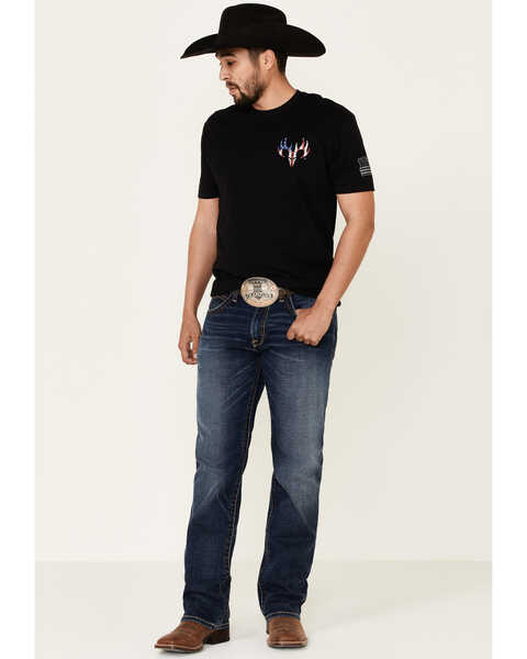 Image #2 - Buck Wear Men's Never Give Up Flag Graphic T-Shirt , Black, hi-res