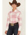 Image #2 - Wrangler Women's Buffalo Check Print Long Sleeve Western Flannel Pearl Snap Shirt, Blush, hi-res