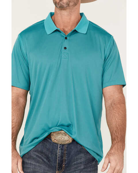 Image #3 - RANK 45® Men's Spinner Solid Short Sleeve Polo Shirt , Teal, hi-res