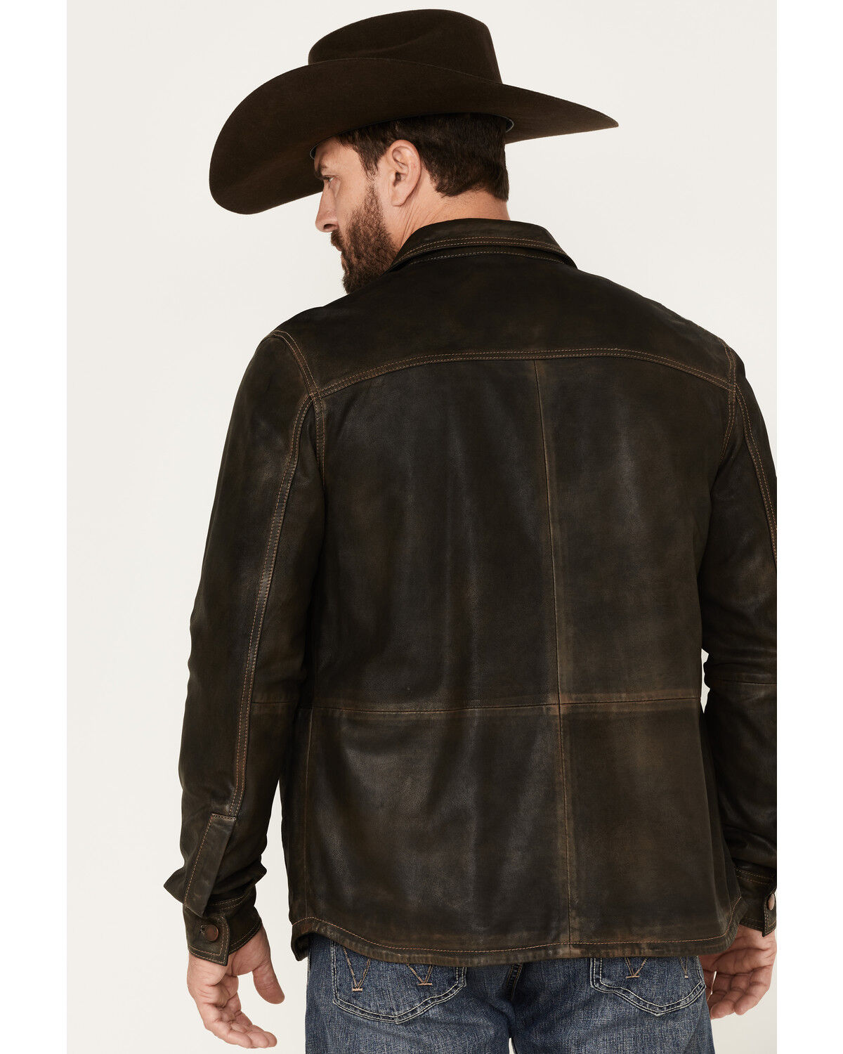 Image #4 - Scully Men's Serape Lined Leather Jacket, Chocolate, hi-res
