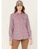 Image #1 - Ariat Women's FR Plaid Print Long Sleeve Button-Down Work Shirt, Coral, hi-res