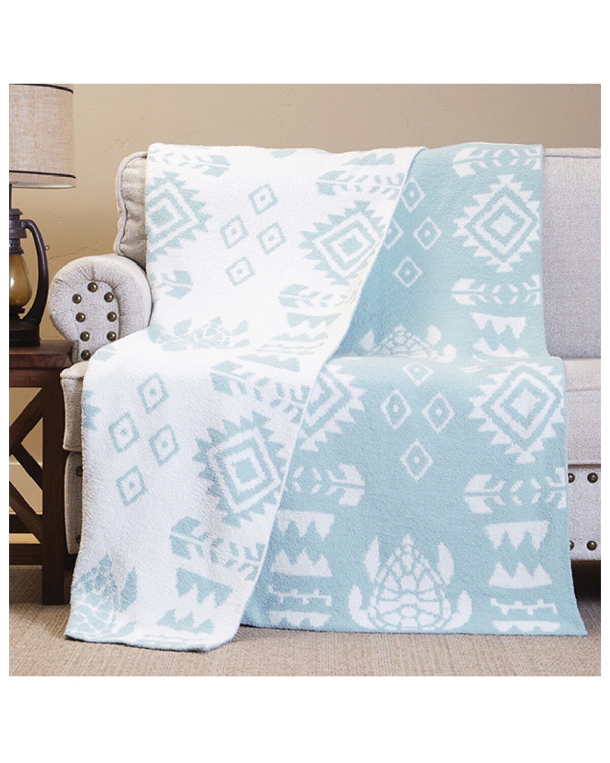 Image #1 - Carstens Home Seaglass Stretchy Blanket, Blue, hi-res