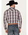 Image #4 - Moonshine Spirit Men's Back Stage Plaid Print Long Sleeve Snap Western Shirt, Purple, hi-res