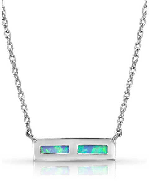 Montana Silversmiths Women's Opal Bar Necklace, Silver, hi-res