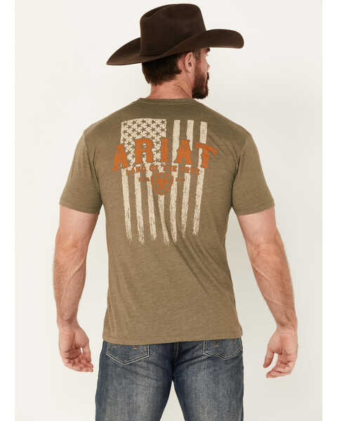 Image #1 - Ariat Men's Vertical Flag Short Sleeve Graphic T-Shirt, Olive, hi-res