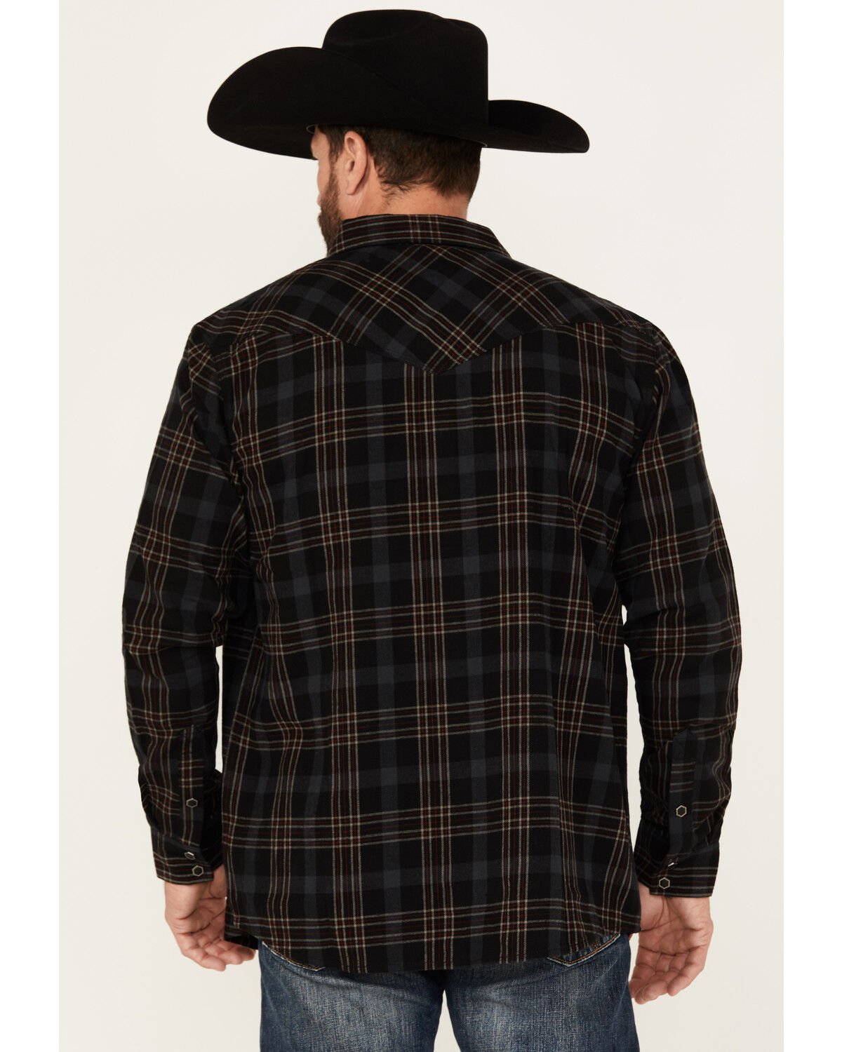 Image #4 - Moonshine Spirit Men's Giggin Plaid Print Long Sleeve Snap Western Shirt, Black, hi-res