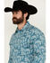 Image #2 - Rock & Roll Denim Men's Cactus Desert Print Long Sleeve Pearl Snap Stretch Western Shirt , Blue, hi-res