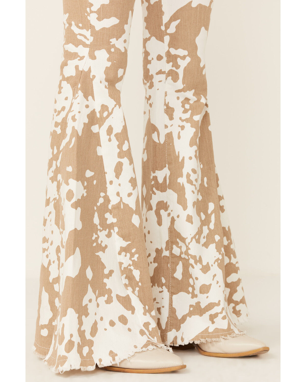 Image #2 - Saints & Hearts Women's Cow Print High Rise Raw Hem Flare Jeans, , hi-res