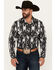 Image #1 - Rock & Roll Denim Men's Southwestern Print Long Sleeve Pearl Snap Stretch Western Shirt, Black, hi-res