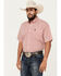 Image #1 - Cinch Men's Geo Print Short Sleeve Button-Down Western Shirt, Red, hi-res