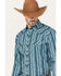 Image #2 - Wrangler Men's Striped Long Sleeve Snap Western Shirt, Teal, hi-res