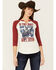 Image #1 - Shyanne Women's 3/4 Sleeve Split Neck Graphic Tee, Cream, hi-res
