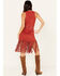 Image #4 - Rock & Roll Denim Women's Faux Suede Fringe Belted Mini Dress, Rust Copper, hi-res