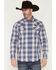 Image #1 - Moonshine Spirit&reg; Men's Burning Blue Plaid Print Long Sleeve Snap Western Shirt, Blue, hi-res