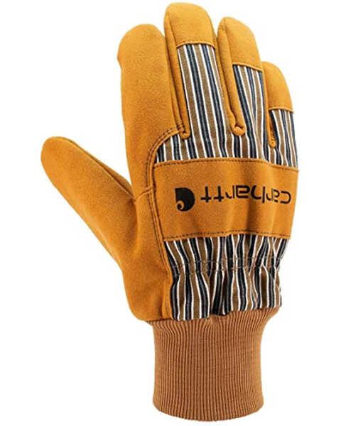 Image #1 - Carhartt Men's Suede Knit Cuff Gloves, Brown, hi-res