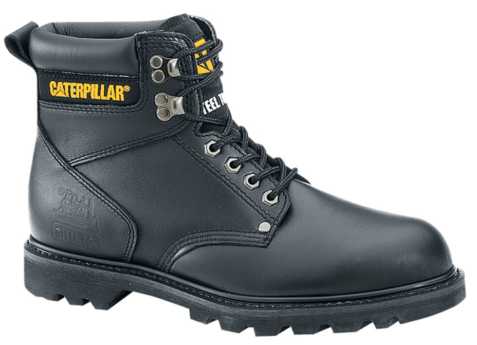 Caterpillar 6" Second Shift Lace-Up Work Boots - Steel Toe, Black, hi-res