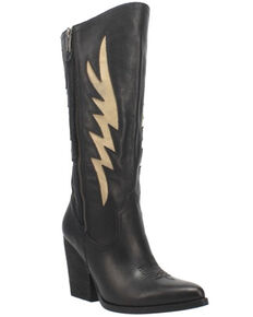Dingo Women's Black DES Leather Tall Western Boot - Snip Toe , Black, hi-res