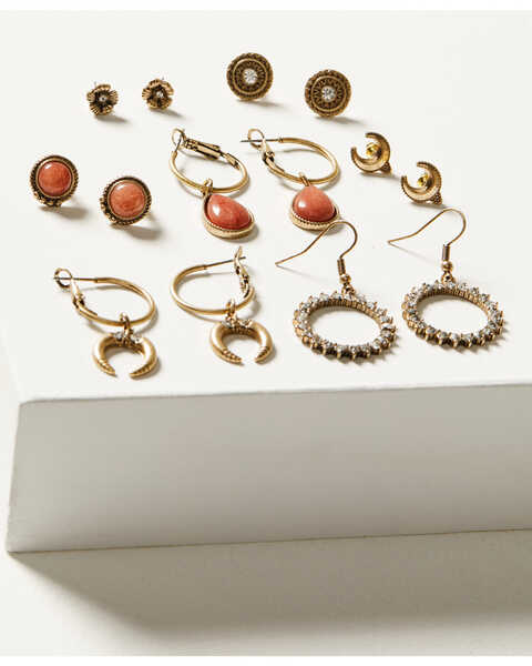 Image #1 - Shyanne Women's Golden Hour Crescent 7-Piece Earrings Set, Gold, hi-res
