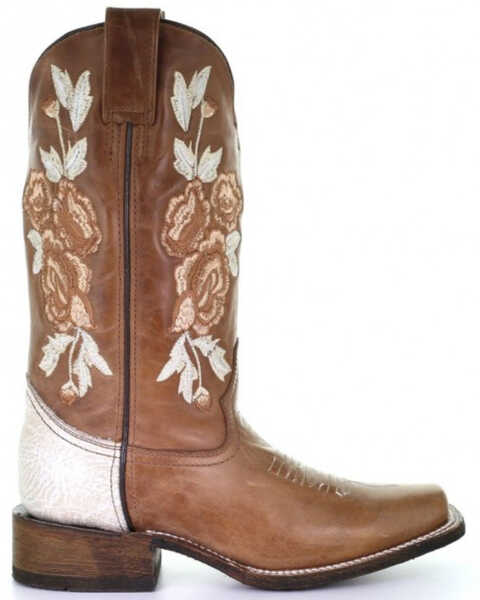 Image #2 - Corral Women's Honey Floral Western Boots - Square Toe, Tan, hi-res