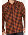 Image #3 - Moonshine Spirit Men's Burning Flame Plaid Print Long Sleeve Snap Western Flannel Shirt, Rust Copper, hi-res