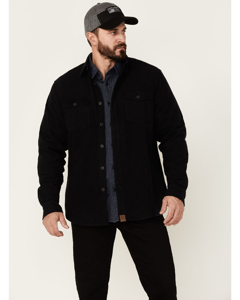 Dakota Grizzly Men's Solid Coal Major Long Sleeve Button-Down Western Flannel Shirt , Black, hi-res