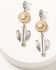 Image #1 - Shyanne Women's Two Tone Cactus Statement Earrings, Silver, hi-res