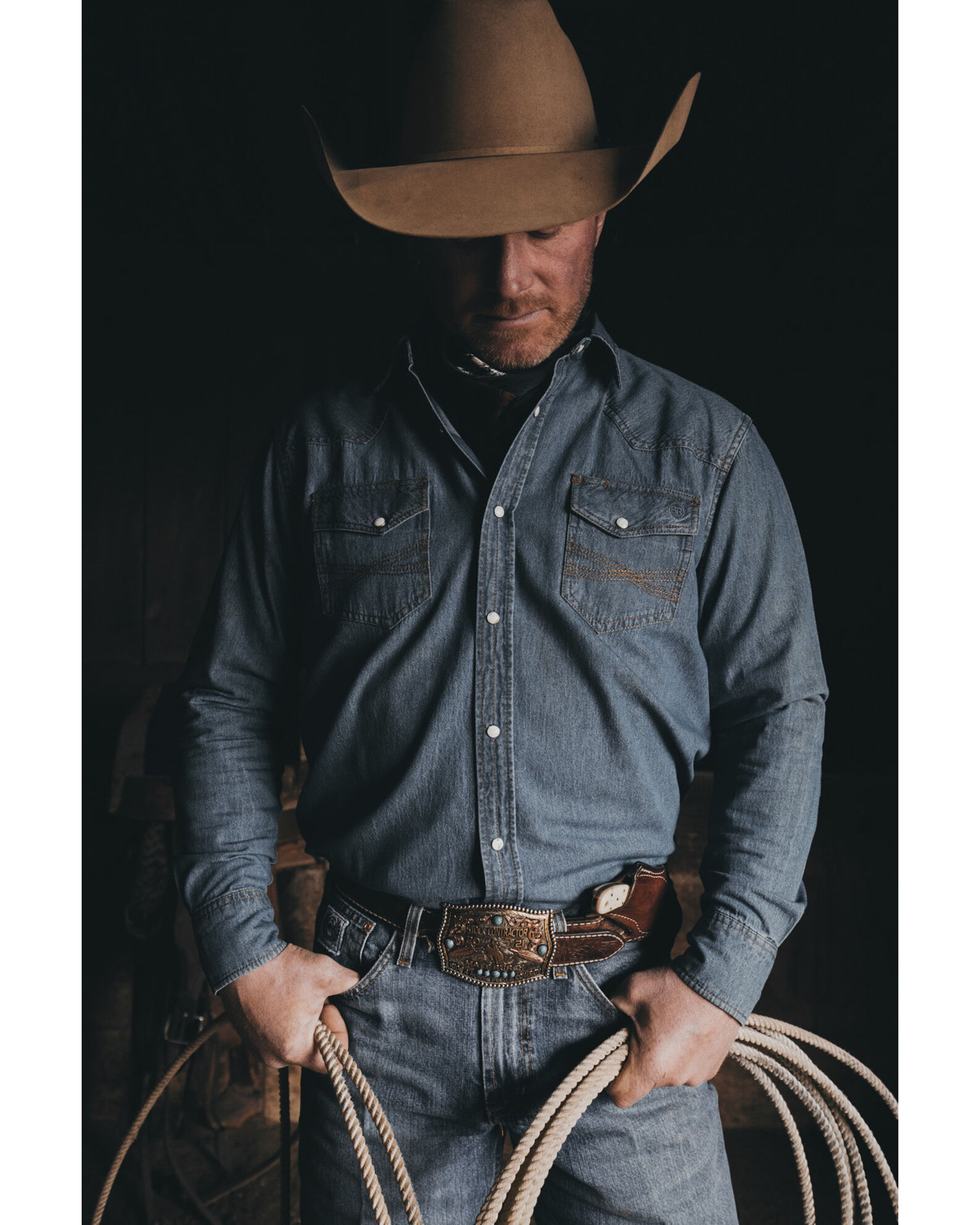 Pearl snap denim shirt mens online