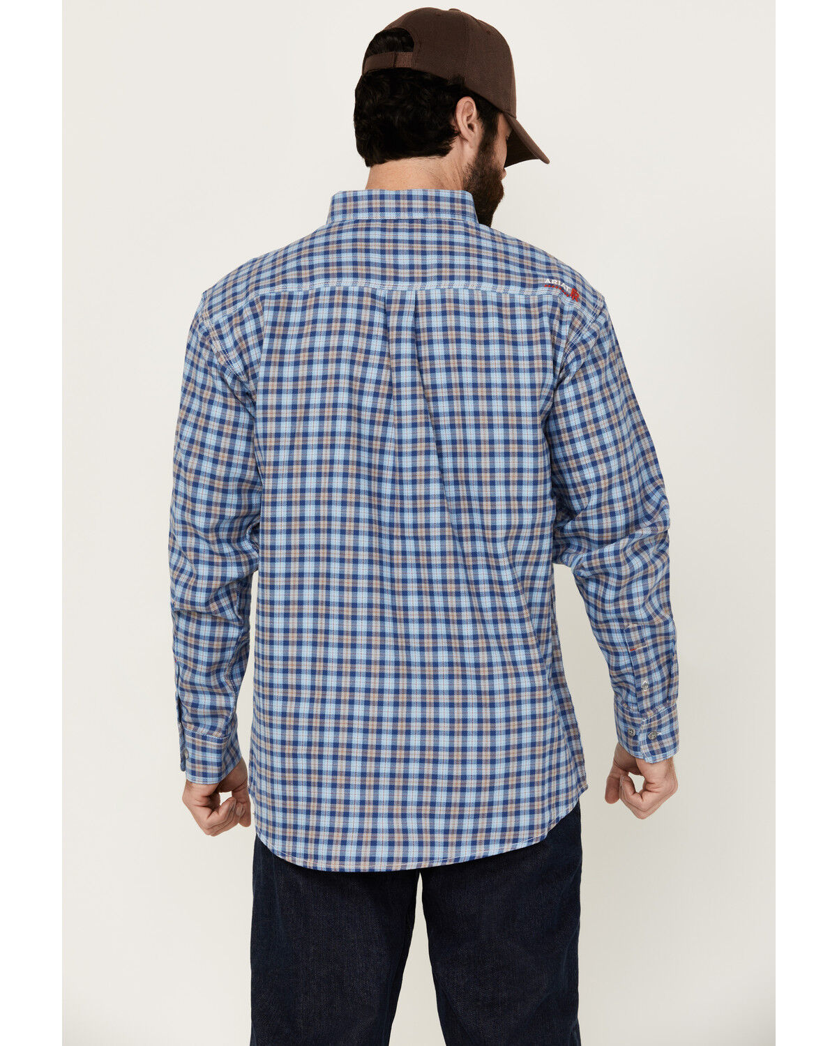 Image #4 - Ariat Men's FR Sierra Plaid Print Long Sleeve Button-Down Work Shirt, Blue, hi-res