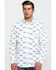 Image #1 - Rock & Roll Denim Men's Bull Skull Print Long Sleeve Western Shirt , Charcoal, hi-res