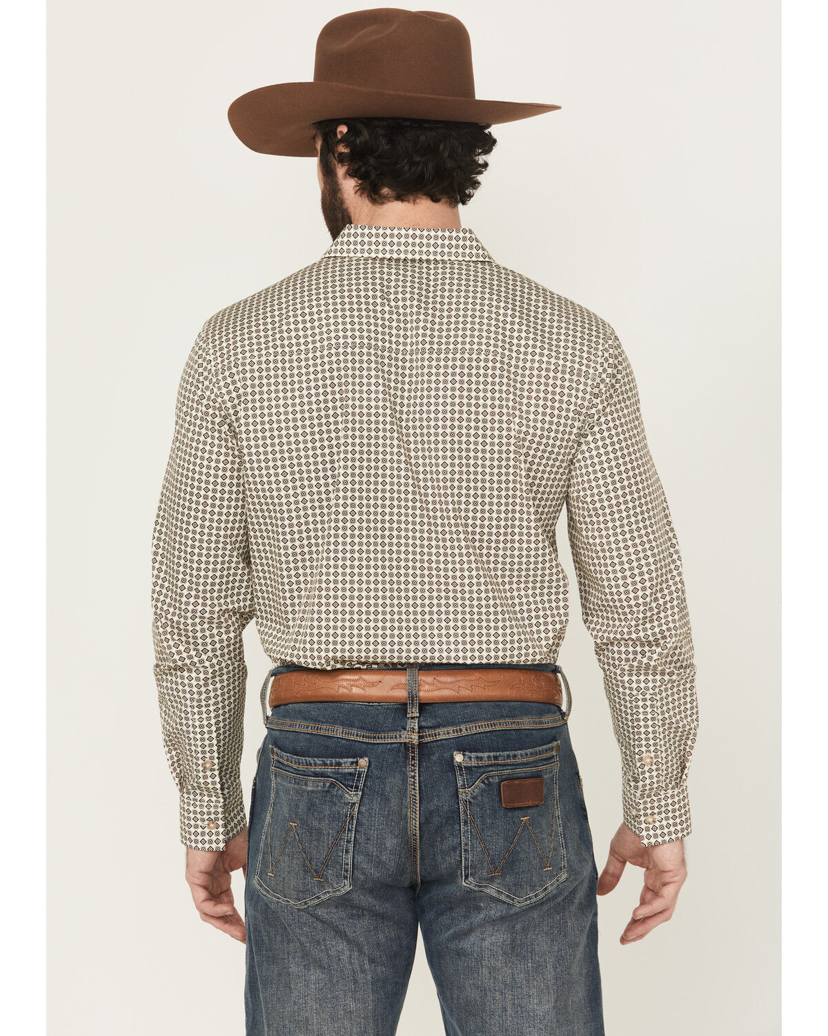 Image #4 - Gibson Trading Co Men's Bullseye Geo Print Long Sleeve Button-Down Western Shirt - Tall, Ivory, hi-res