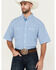 Image #1 - George Strait by Wrangler Men's Plaid Print Short Sleeve Button-Down Stretch Western Shirt, Blue, hi-res