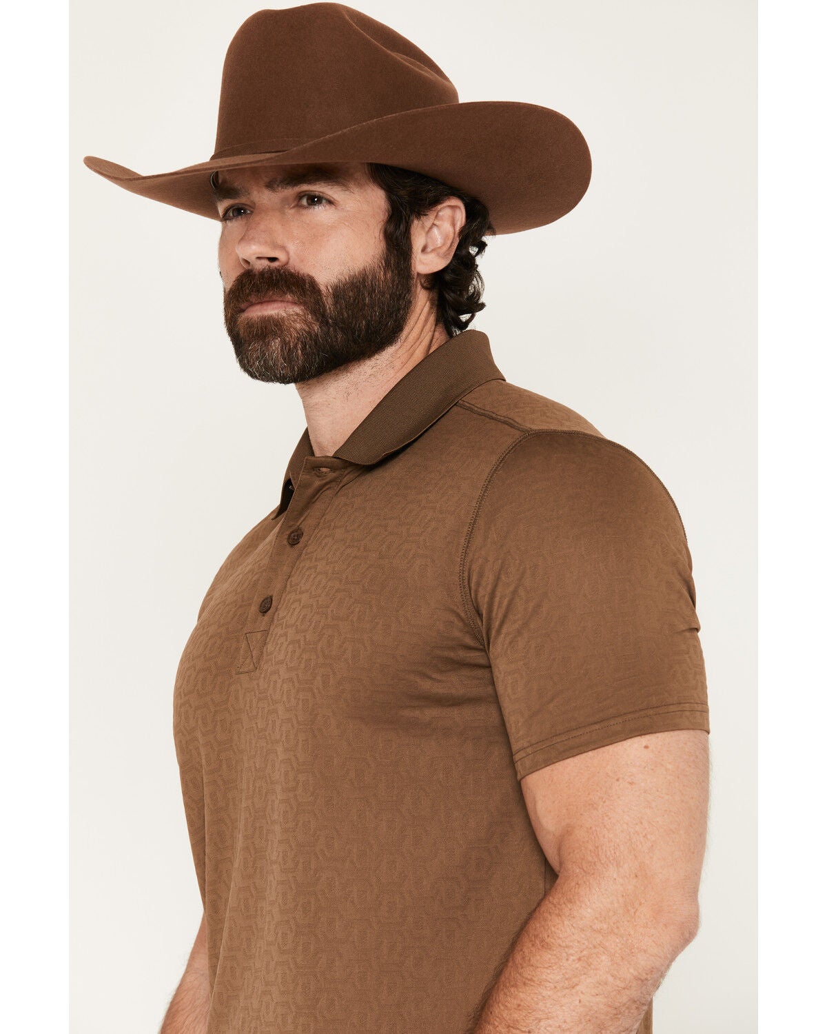 Image #2 - RANK 45&reg; Men's Wayne Solid Short Sleeve Button-Down Polo, Chestnut, hi-res