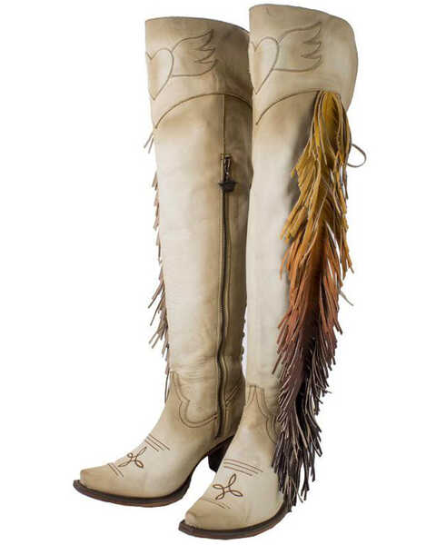 Image #2 - Junk Gypsy by Lane Women's Spirit Animal Tall Boots - Snip Toe , Cream, hi-res