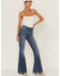 Image #1 - Shyanne Women's Medium Dark Wash High Rise Seam Detail Flare Jeans, , hi-res