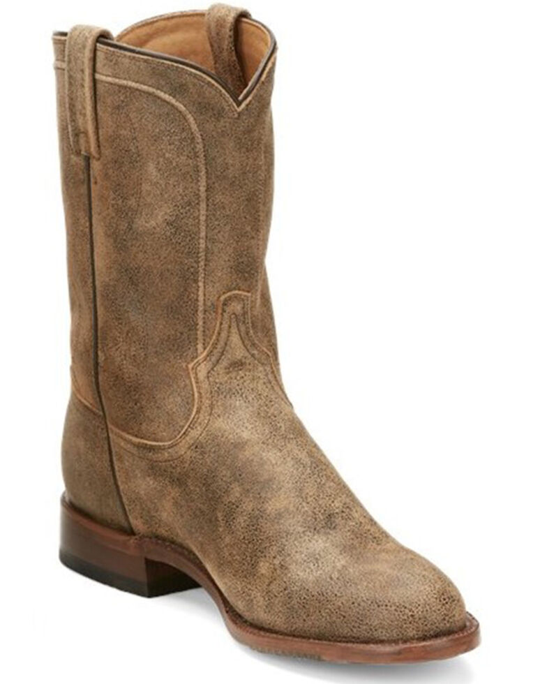 Tony Lama Men's Monterey Desert Tan Roper Goat Leather Western Boot - Round Toe , Tan, hi-res