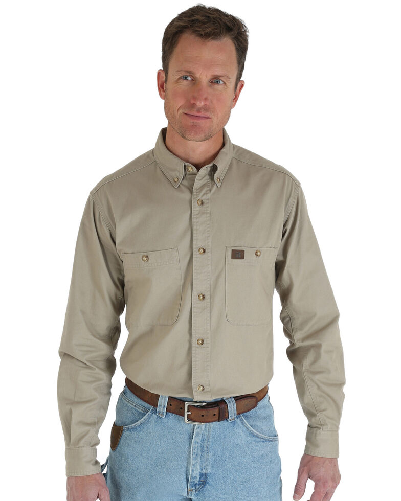 Wrangler Riggs Twill Work Shirt, Khaki, hi-res