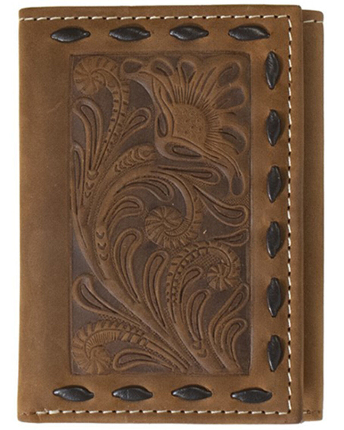 Image #1 - Nocona Women's Tri-Fold Floral Embossed Wallet, Brown, hi-res