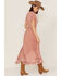 Talisman Women's Palm Springs Print Short Sleeve Maxi Wrap Dress, Red, hi-res