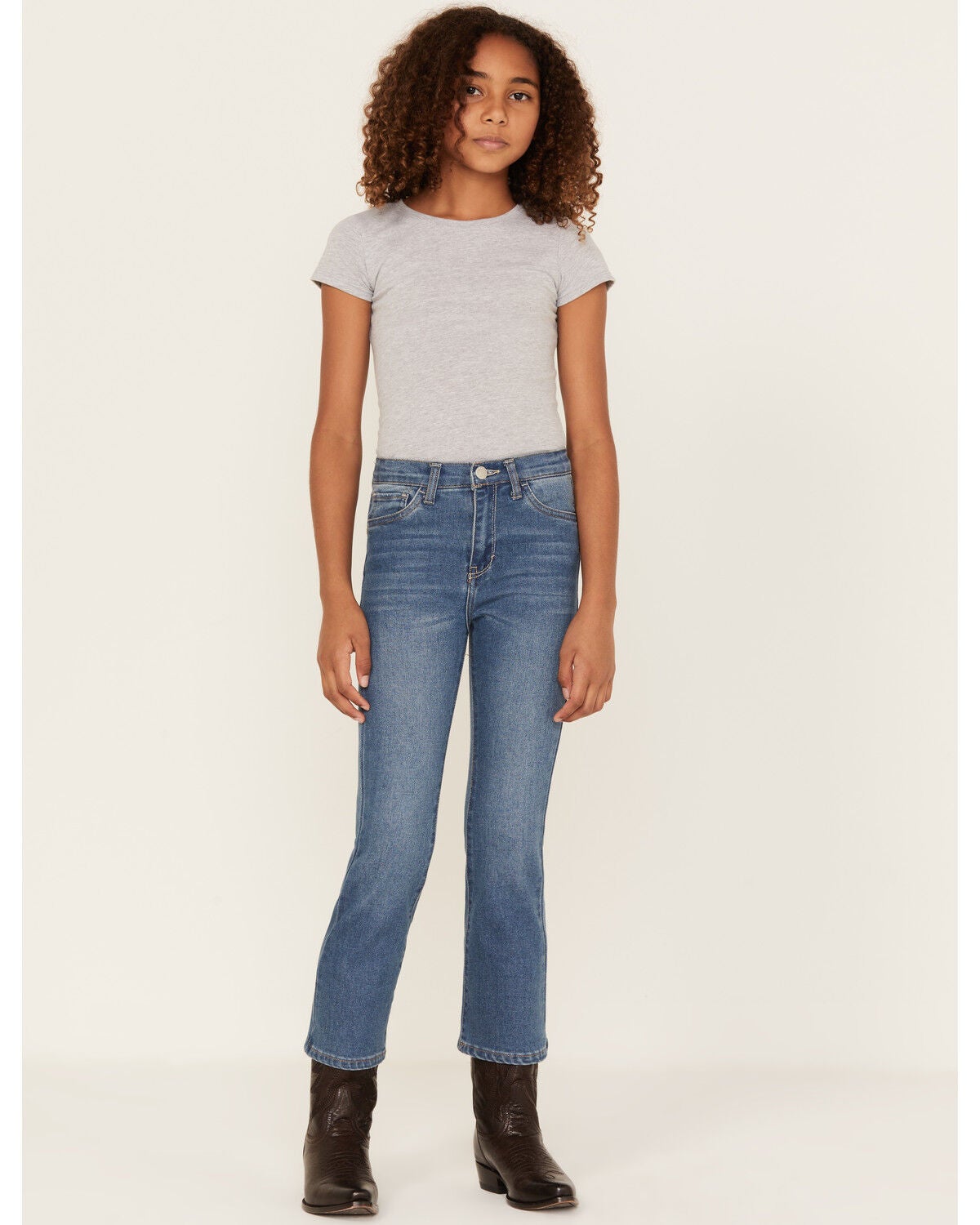 Image #1 - Levi's Girls' Dark Wash High Rise Cropped Flare Jeans, Blue, hi-res