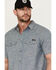 Image #2 - Hawx Men's Chambray Short Sleeve Button-Down Stretch Work Shirt - Tall , Blue, hi-res