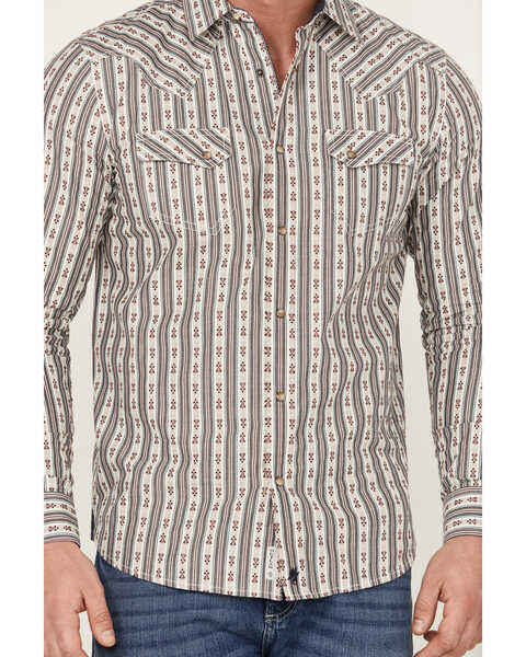 Image #3 - Moonshine Spirit Men's Southern Boy Striped Long Sleeve Pearl Snap Western Shirt , Cream, hi-res