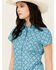 Image #2 - Roper Women's Turquoise Lake Geo Print Short Sleeve Snap Western Shirt , Blue, hi-res
