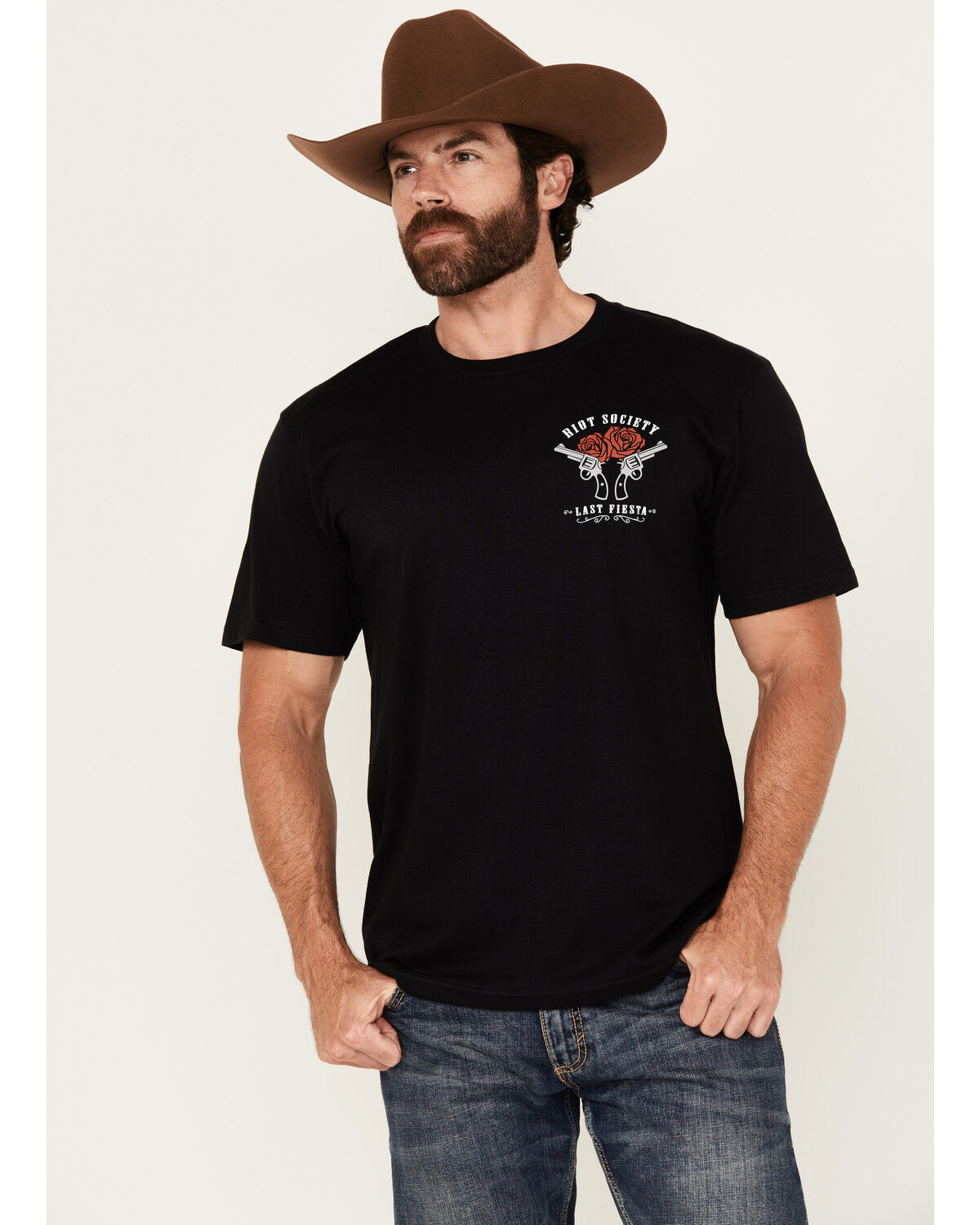 Image #2 - Riot Society Men's Boot Barn Exclusive Fiesta Cowgirl Short Sleeve Graphic T-Shirt, Black, hi-res